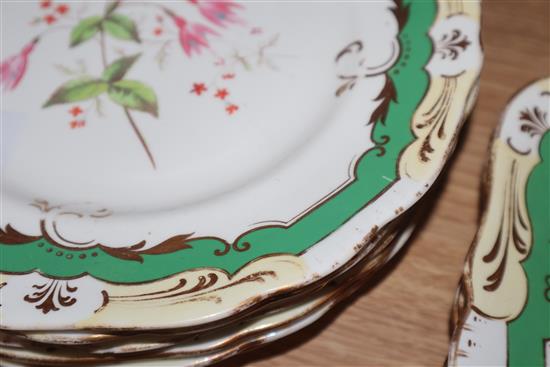 A Victorian Staffordshire sixteen piece floral painted part dessert service